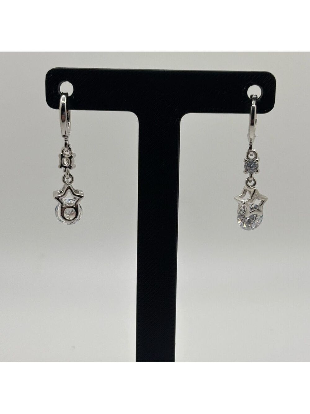 Silver Star Drop Earrings Elegant